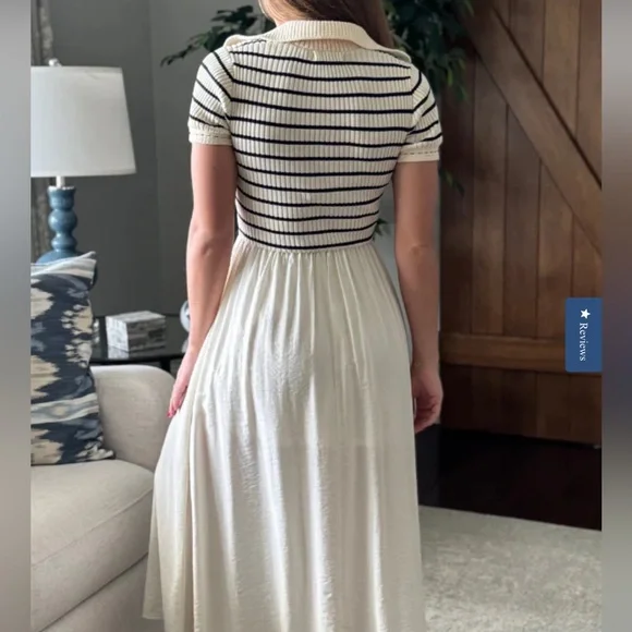 Moon River Black and White Cuffed Sleeve Sundress - Picture 16 of 16